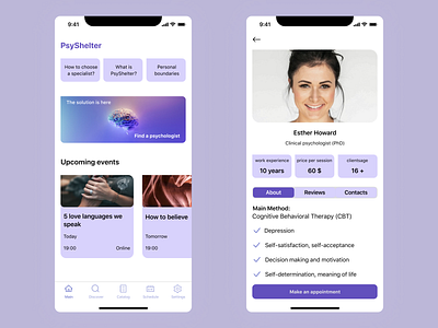 Psychological assistance app app design ios iosapp mobile mobiledesign psychological assistance app ui