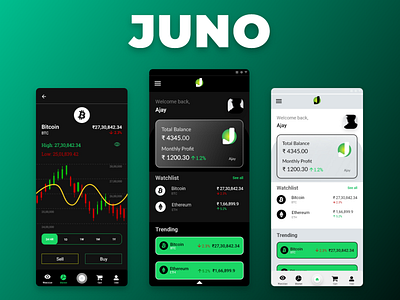 JUNO app design typography ui ux