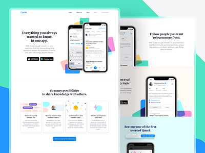 Landing Page Exploration branding clean color creative illustration interface iphone landing page layout navigation questions shapes typography ui ux web web design webdesign website