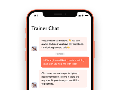Pupy - Trainer Chat app automated messages chat chat trainer chat ui chatbot design dog app trainer fintory illustration inbox ios app trainer chat message messaging messenger puppy app pupy ui website