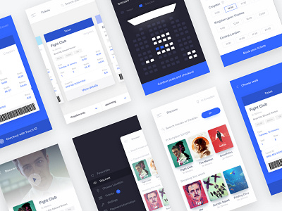 Cinema Booking App app booking cards cinema minimal mobile movie theatre tickets ui