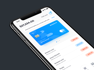 Mobile Banking Dashboard balance banking cards credit card digital card finance finance app iphone mobile transactions ui ux