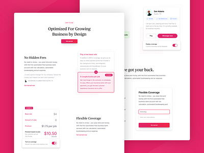 Insurance Startup - Landingpage Content banking branding finance fintech illustration insurance insurtech landing page landing page design landingpage one page onepage payment typography ui ui design ux design website