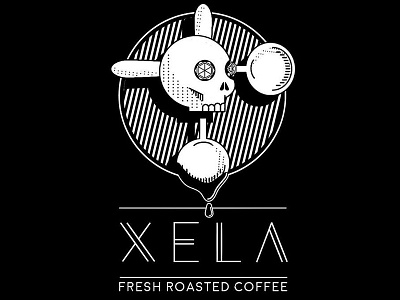 Xela Fresh Roasted Coffee coffee logo skull vector