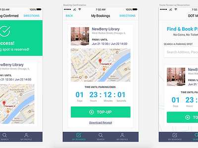 Parking Meter iOS App app booking confirmation ios mobile parking reservation sketch