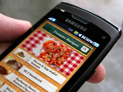 Samsung Recipes app bada interface mobile recipes samsung ui