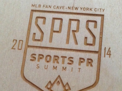 SPRS Credential 2014 - Laser Etched credential fan cave laser laser cut laser etched logo logo design mlb pr sports wood