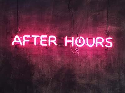 Afterhours Poster Show atx austin chalkboard neon signage texas