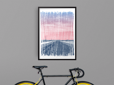 Final Artcrank Print art artcrank bicycles bikes cycling french paper handmade screen print screen printing split fountain sunrise textures