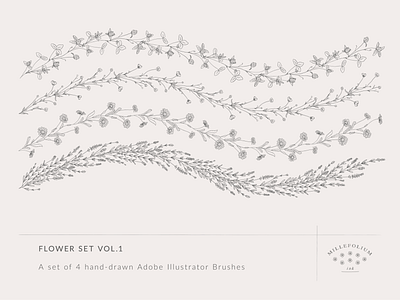 Flower Set Vol.1 - AI Brushes ai brush ai brushes cottagecore flowers illustrator brushes meadow nature vector
