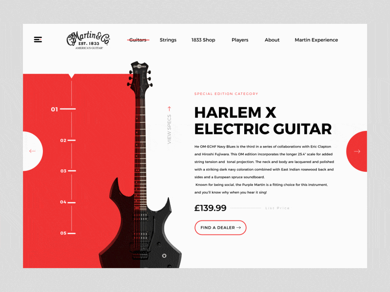 Guitar store concept animation e commerce guitar interface music online shop ui ux web