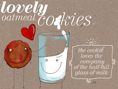 lovely oetmeal cookies. cookie cute food heart illustration love milk oatmeal positiveness recipe smile sweet