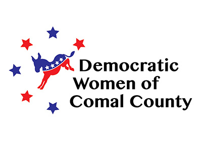 DWCC comal county democrat donkey politics red and blue sans serif stars texas women