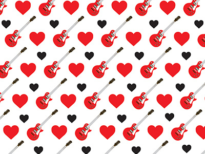 Petty black guitar heart les paul pattern red red black and white tom petty