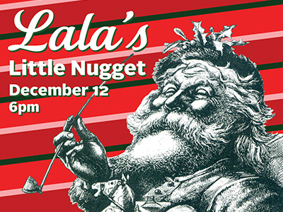 December Creative Mass announcement december metal cut pipe santa claus script vintage