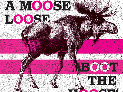 Mooooose double-o fun magenta moose public domain vector