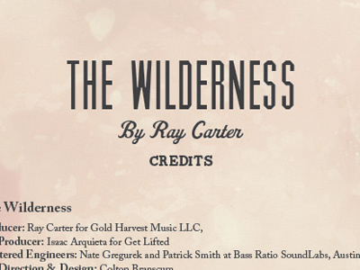 The Wilderness - Credits Page