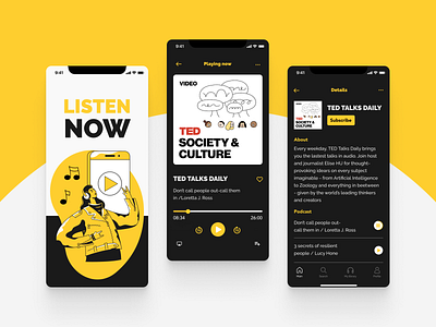 Podcast app app design mobile music podcast ui ux