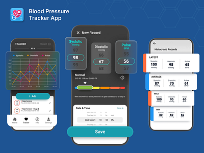 Blood Pressure Tracker App app app design branding design icon ui ux