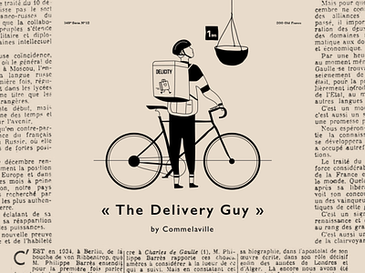 The Delivery Guy bike cycling delivery design drawing food illustration journal print