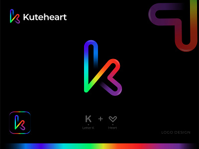 Kuteheart Logo Design 3d abstract apps branding colorful creative design gradient graphic design identity illustration k logo letter logo logo logo design logo presentation logofolio minimal software vector