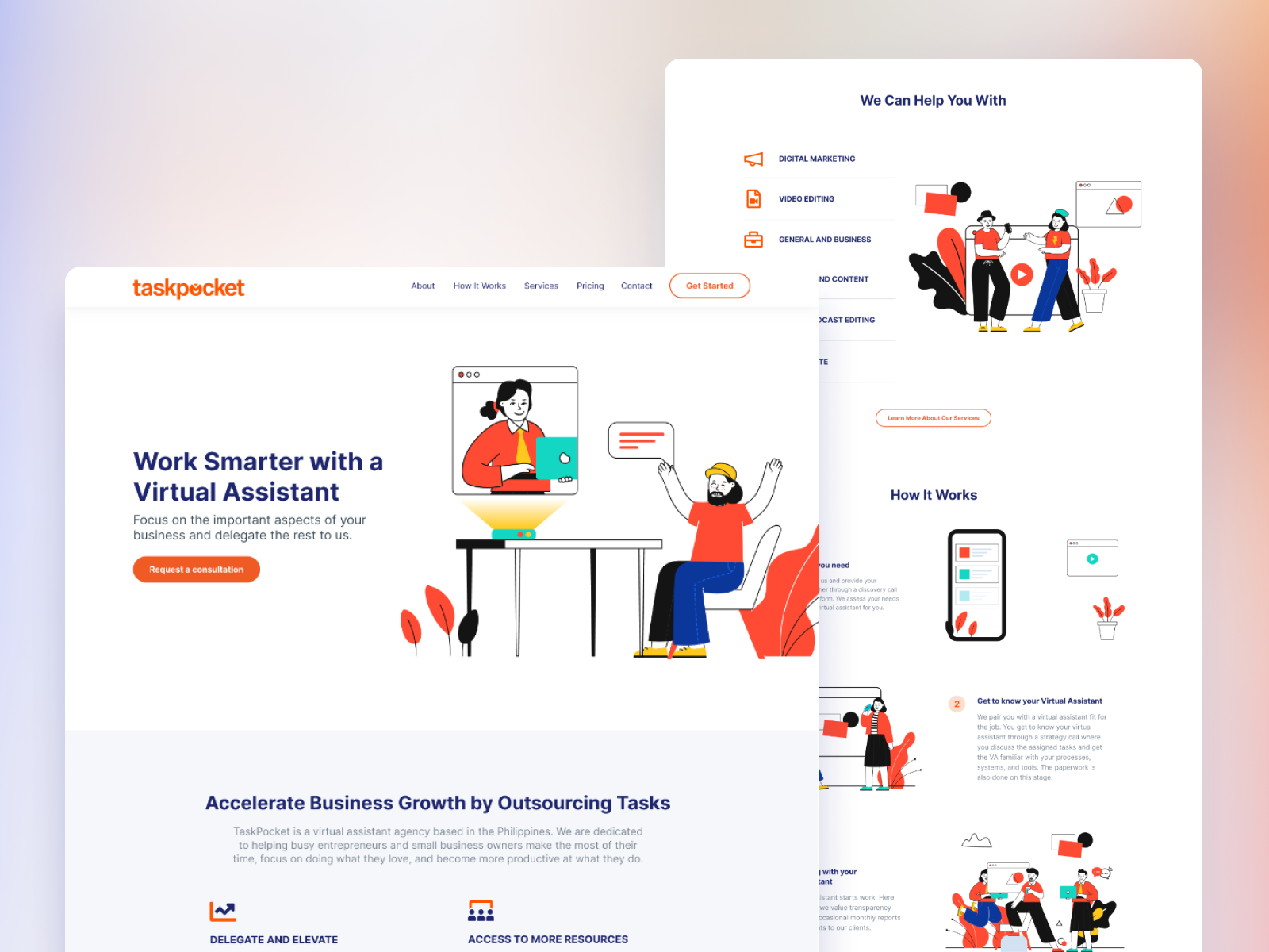 Landing Page Design for TaskPocket by Adam Navarro on Dribbble
