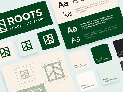 Minimal Brand Identity for Roots branding guidelines illustration interior design logo minimal ui ux