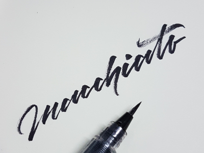 Macchiato brush calligraphy coffee hand lettering made pen type
