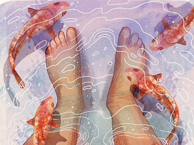 Memories from Vietnam design digital illustration inspiration koi fish people travel vietnam water watercolour