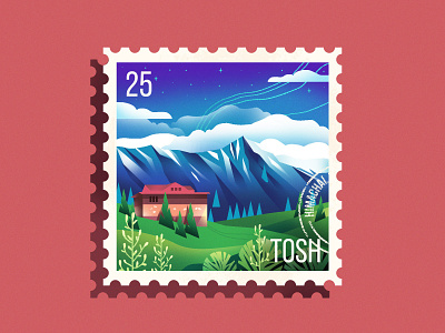 Himachal Stamp design himachal illustration mountains nature stamp stamp design texture travel