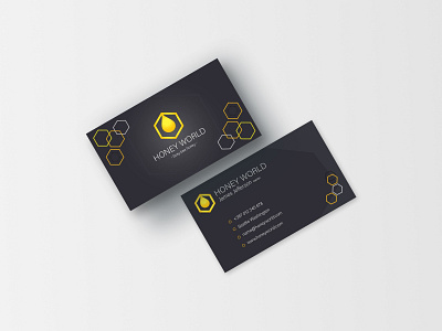 Honey World black branding business card design graphic design honey logo yellow