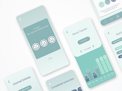 De-Stress app app blue clean de stress design dribbble hci minimalistic mobile mockup relax relaxation stress ui ux uxui white