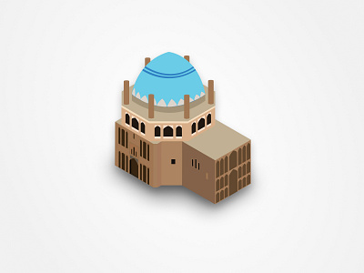 Dome of Soltaniyeh blue design dome dome of soltaniyeh illustration isometric mausoleum