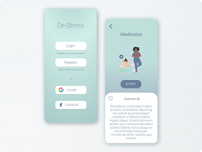 De-Stress app app clean design mobile relax stress ui ux