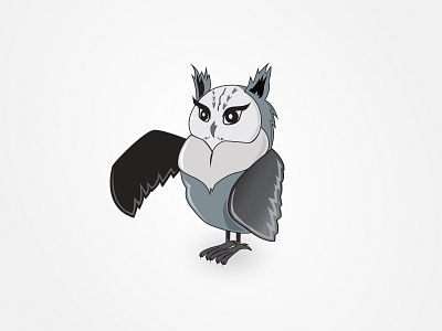 Gray Owl bird character design gray illustration owl wings