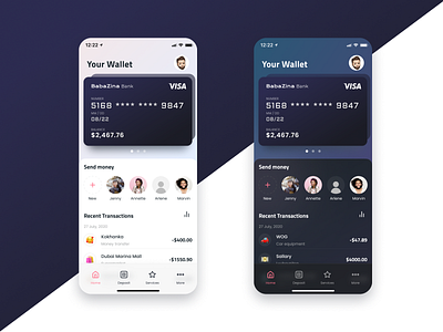 Mobile Banking aplication Dark-Light Mode aplication app banking dark design light mobile online ui ux