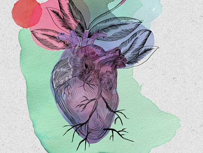 My heart digital illustration engrave illustration vector womanillustration