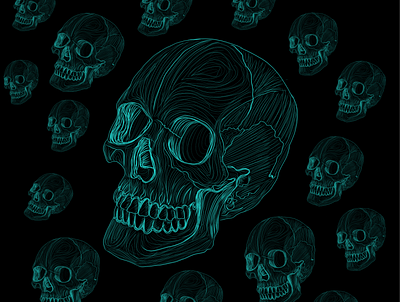 Skill on Skull digital illustration illustration vector womanillustration