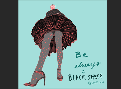 Black sheep digital illustration illustration womanillustration