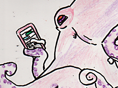 Octopus Texting 15 minutes cell phone crayons drawing prompt no pencil octopus tentacles texting