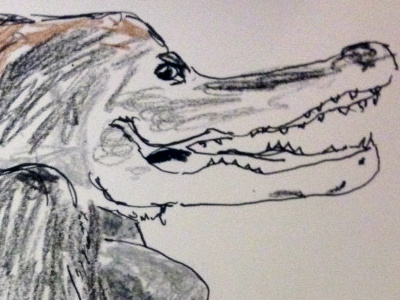 Gorillagator 15 minute drawing alligator crayons daily sketch gorilla no eraser no pencil