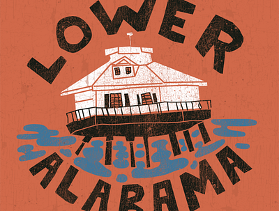Lower Alabama badge bay illustration lighthouse middle bay lighthouse southern typography