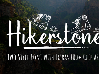 [ 𝐍𝐞𝐰 𝐅𝐫𝐞𝐞 𝐅𝐨𝐧𝐭 ]: Hikerstone + Extra Clip arts Trend brushscript calligraphy font fonts freefont handlettered handlettering hozomarket scriptfont signature typography