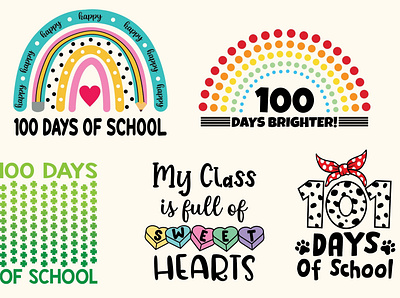 100 Days Of School - 100 Days Brighter 100 days brighter 100th day of school craft design design hozomarket jpg png svg