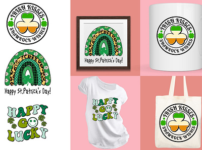 Irish Kisses Shamrock' Wishes 🔥💥 craft design design hozomarket jpg png st patricks day svg