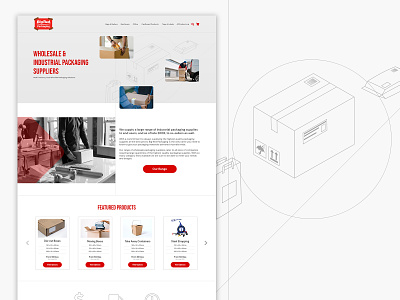 Big Red Packaging - E-commerce site boxes branding carboard design ecommerce illustration minimalist packaging red ui vector web web design