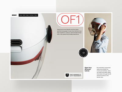 OF1 AR helmet website concept branding design identity logo minimal startup typography ui ux web website