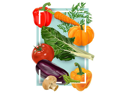 Vegetables afiche cartel digital illustration poster vector