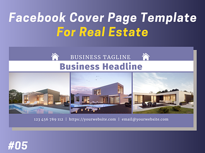 Real Estate Facebook Cover Page Template #05 branding design facebook facebook banner facebook cover graphic design real estate social media