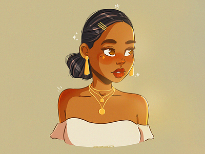 Olive in white character character design flat flat illustration illustration melanin portrait
